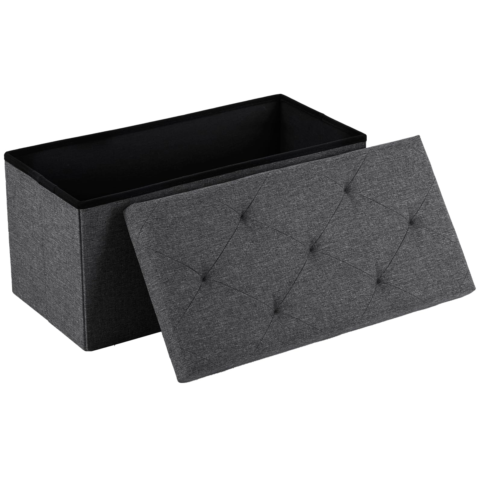 DUMOS 30in Grey Storage Ottoman Bench - Foot Rest Stool