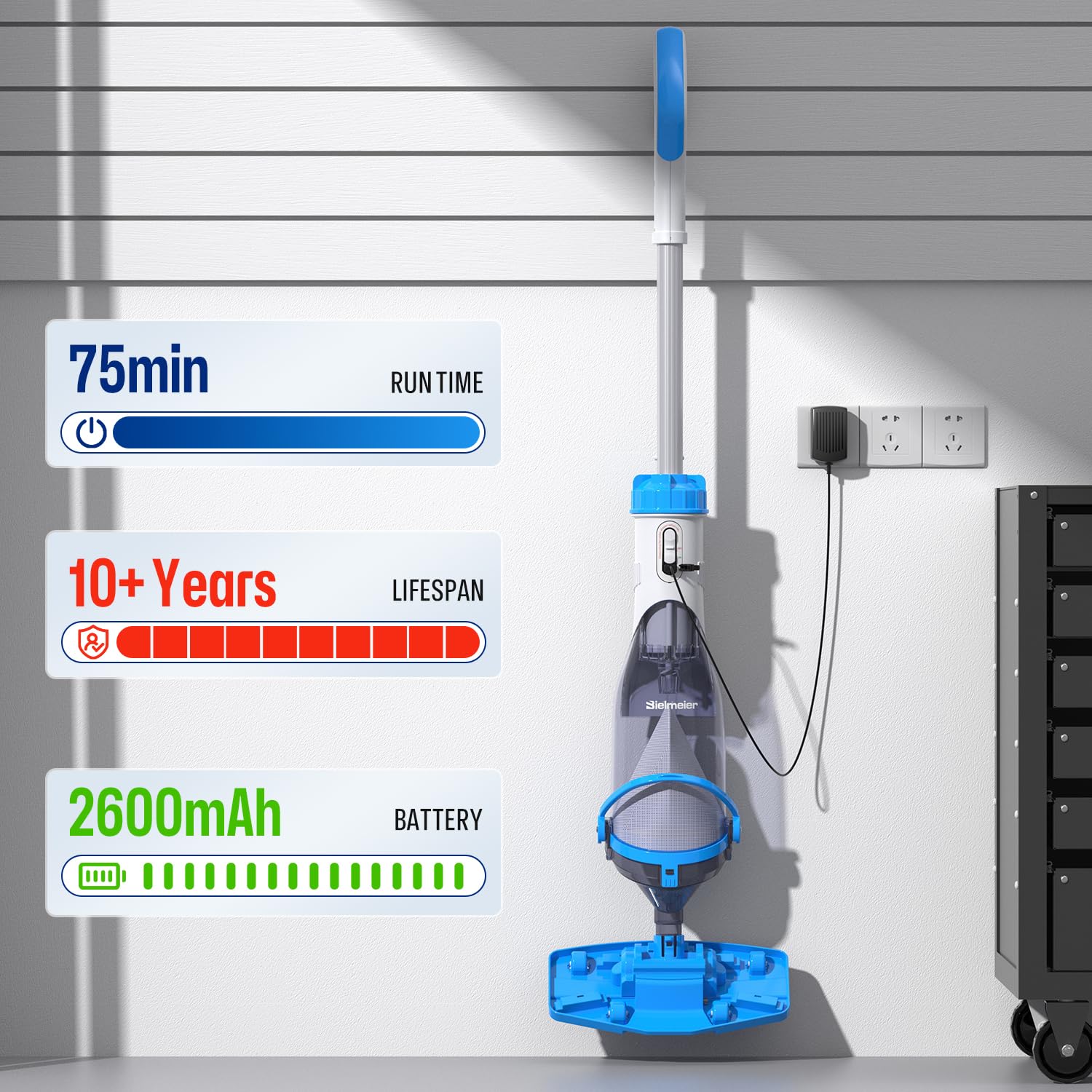 BIELMEIER Handheld Pool Vacuum with Telescopic Pole - 19 GPM
