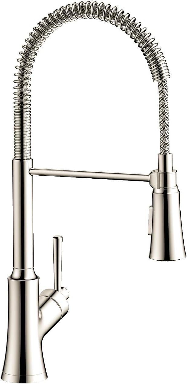 hansgrohe Joleena Brushed Nickel Commercial Kitchen Faucet, Kitchen Faucets with Pull Down Sprayer, Faucet for Kitchen Sink, Polished Nickel 04792830 19.3-Inches Tall