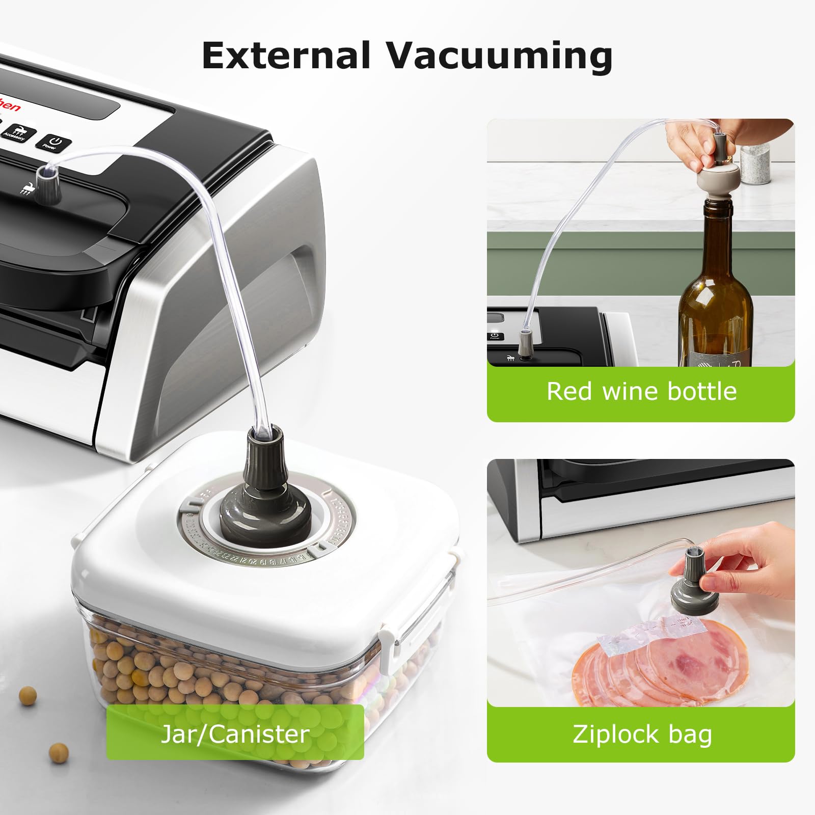 BONSENKITCHEN Vacuum Sealer Machine with Built-in Cutter & Bags