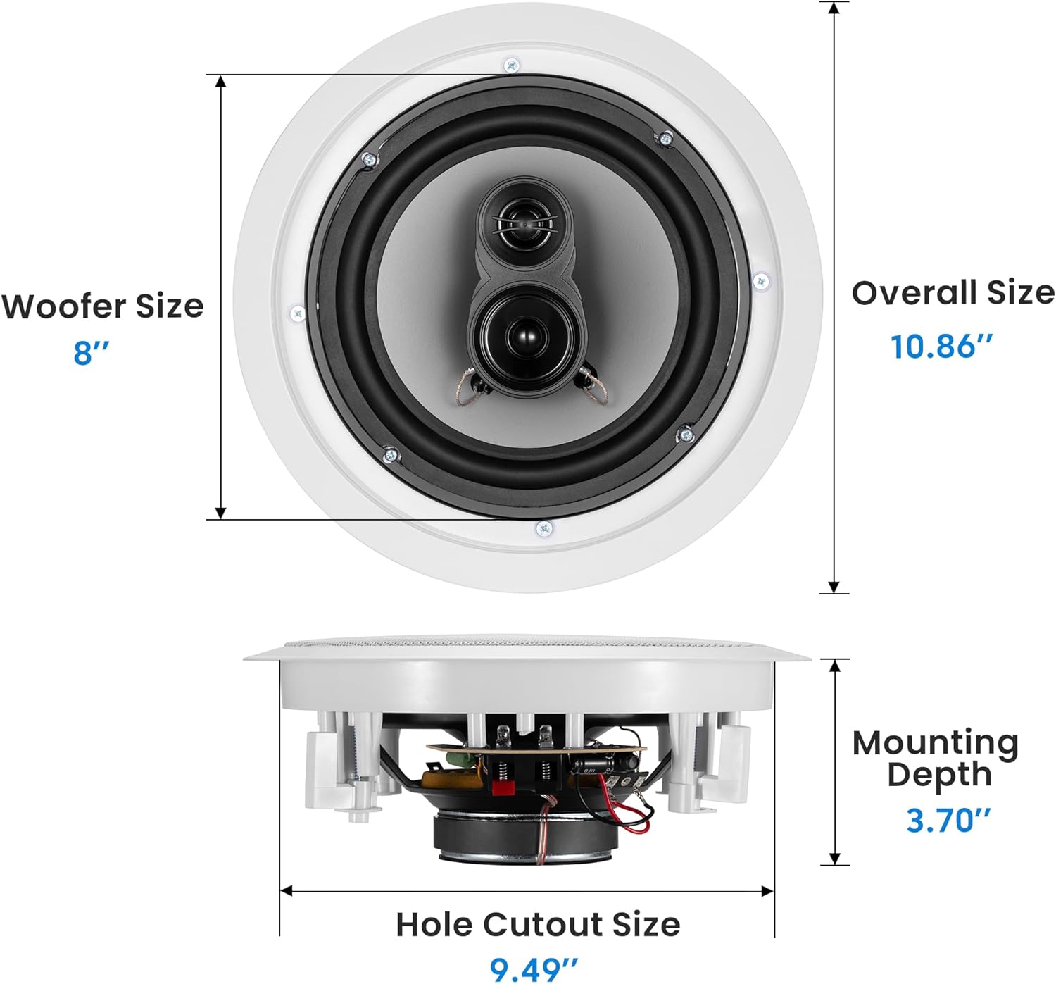 Acoustic Audio by Goldwood CS-IC83 8” 3-Way In Ceiling Home Theater Speaker System (White, 5 Speakers)