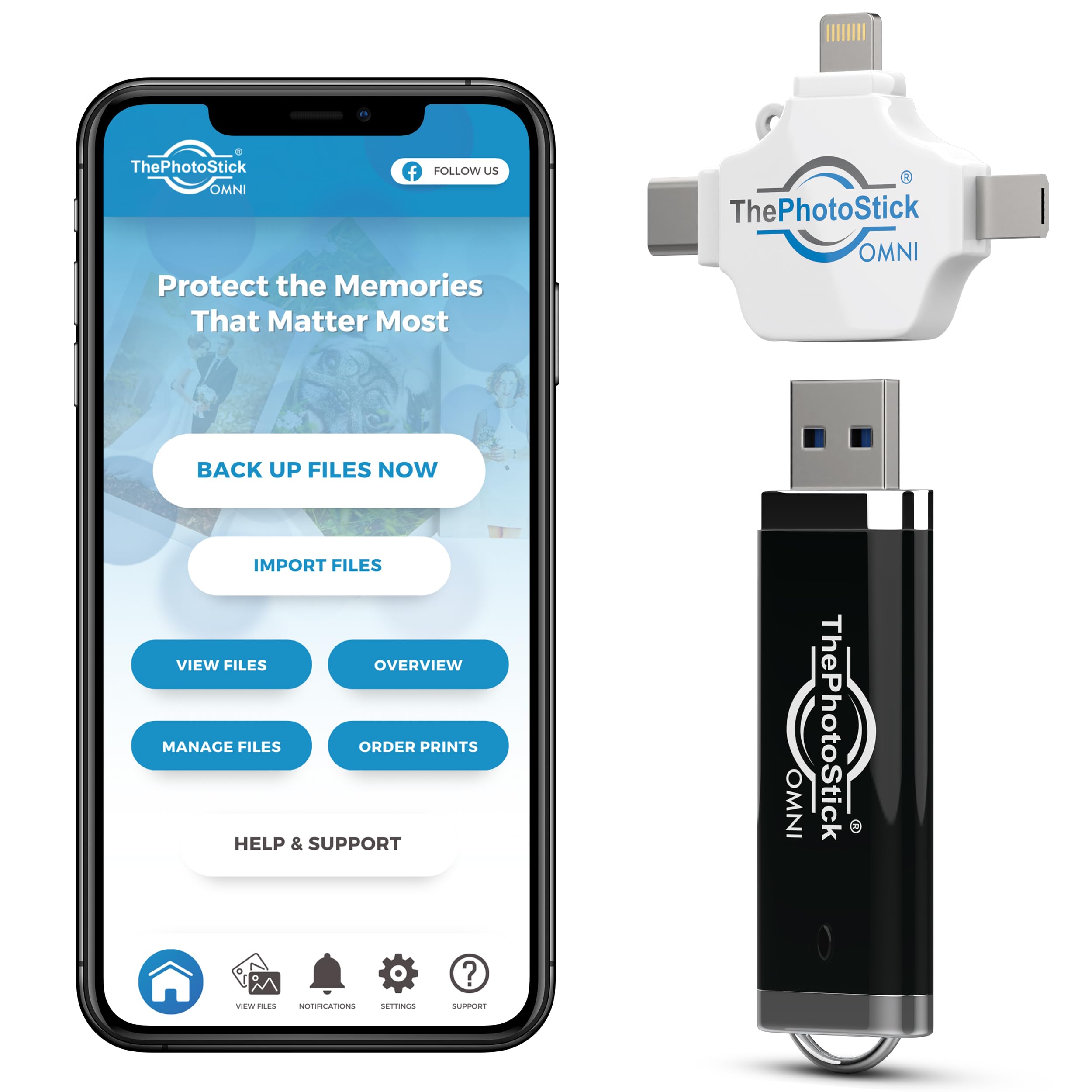 THEPHOTOSTICK Omni 128GB USB Flash Drive - Multiport Backup & Transfer