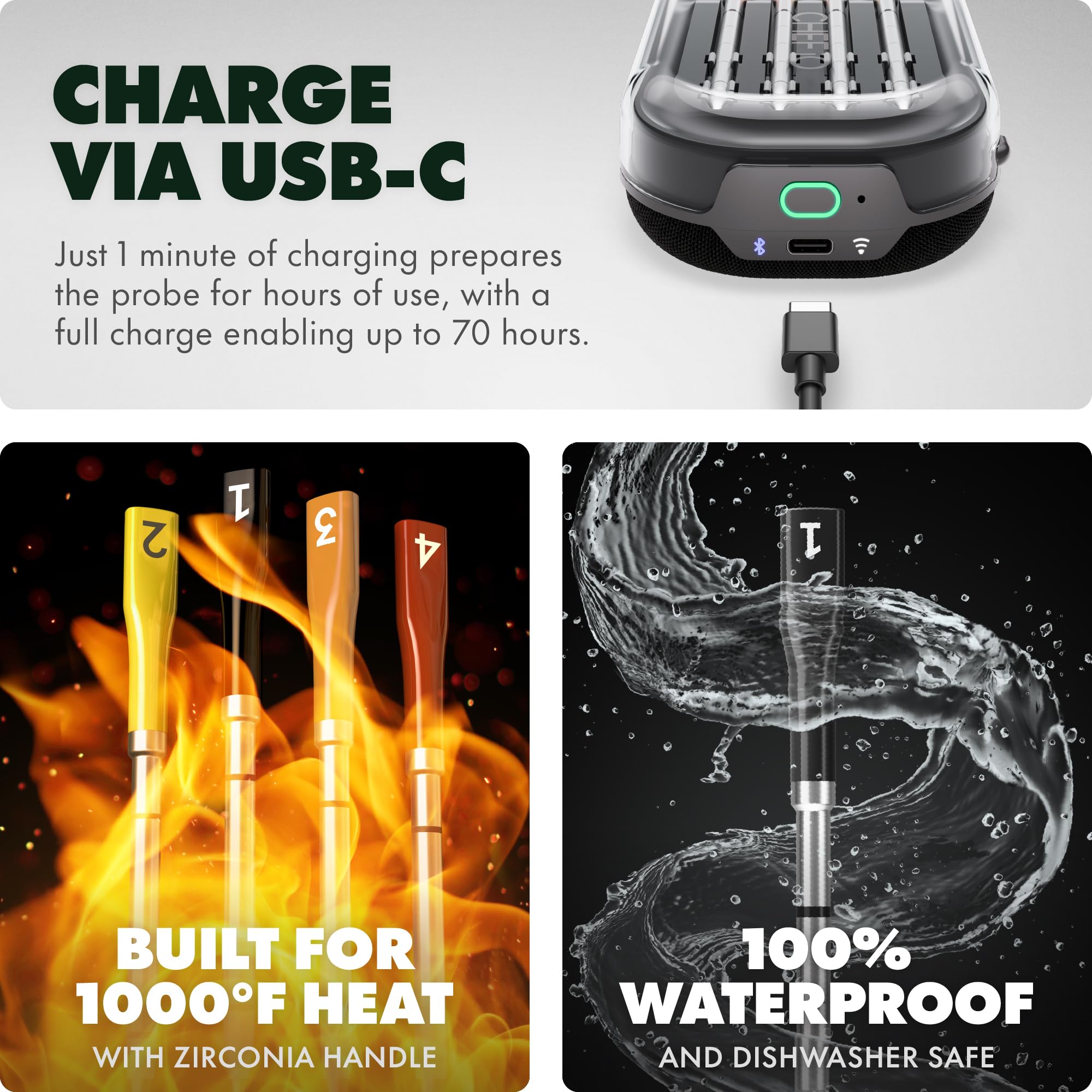 CHEF IQ Sense Smart Wireless Meat Thermometer with 4 Probes