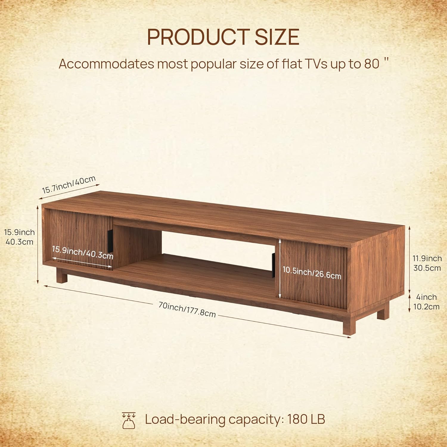 Alpen Fluted TV Stands for Living Room, 70