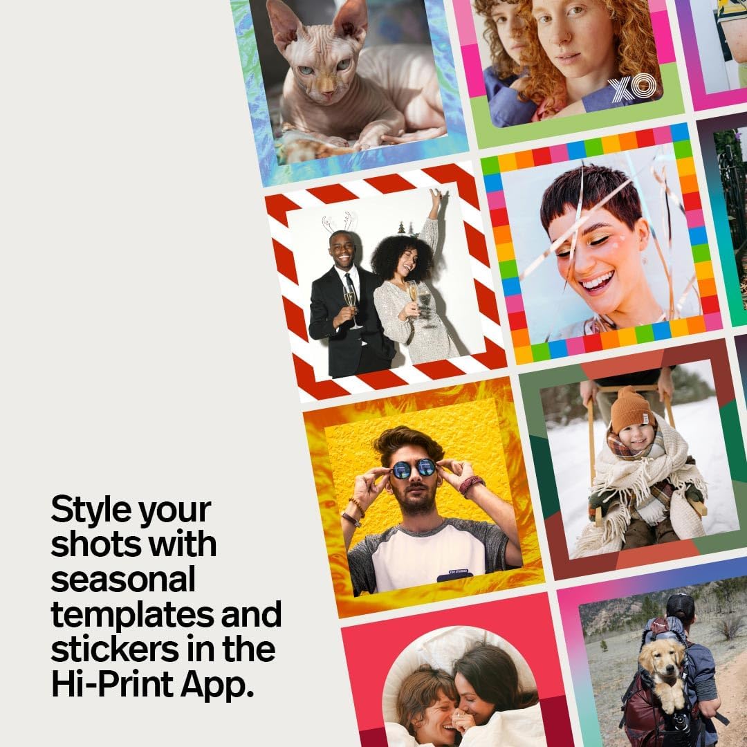 Polaroid Hi-Print - Bluetooth Connected 3x3 Photo Dye-Sub Printer Photo Paper Bundle - 60 Photo Sheets Inlcuded (6647)