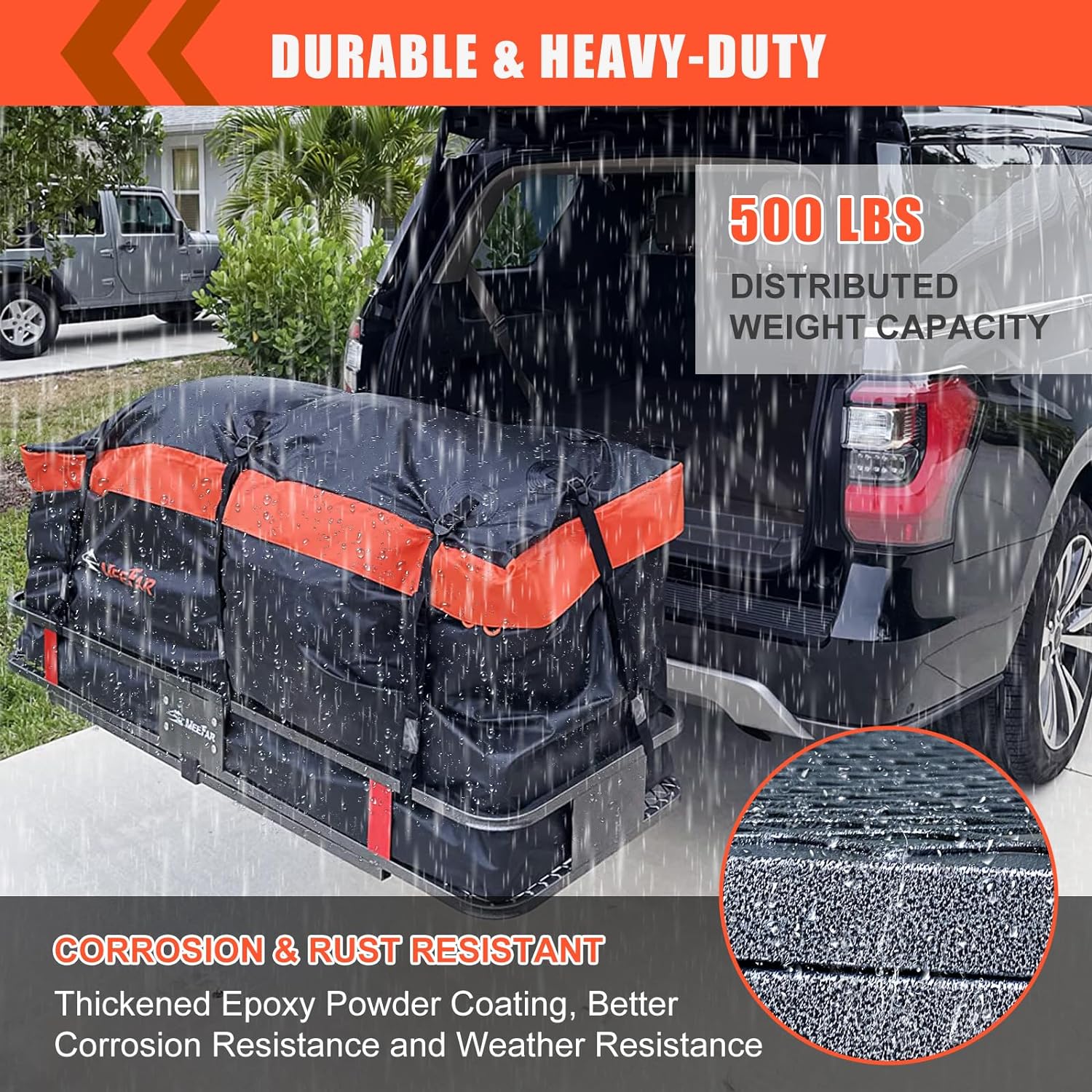 Folding hitch mounted cargo basket 60