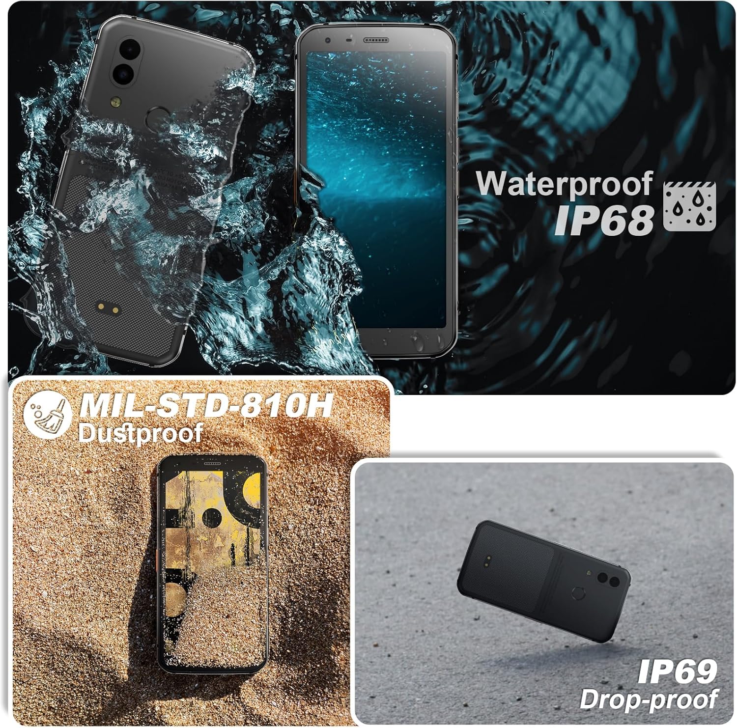 Unifone S62 Unlocked Rugged Cell Phone (128GB, 4GB) 5.7