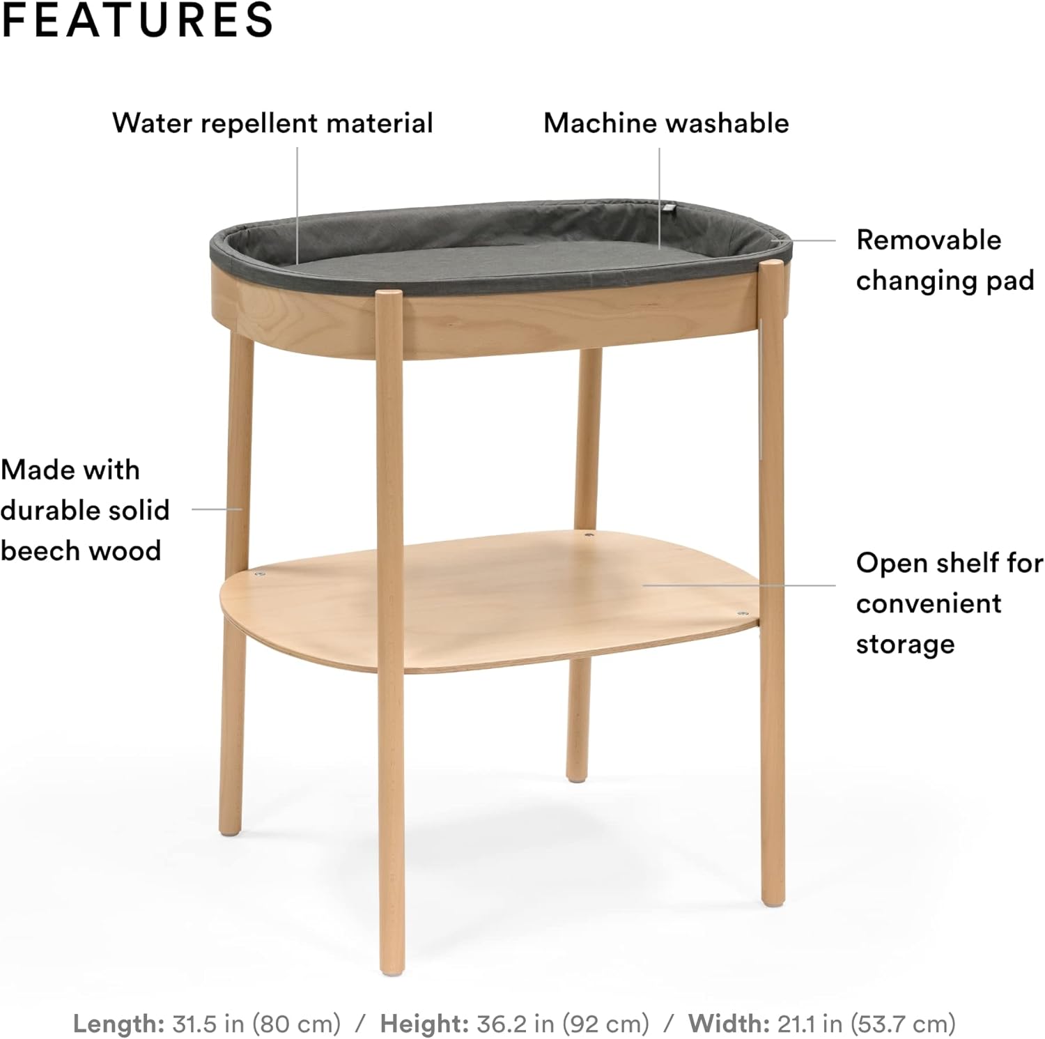 Stokke Sleepi Changing Table, Natural - Allows Sideways & Parent-Facing Positions - Cushioned Pad Included