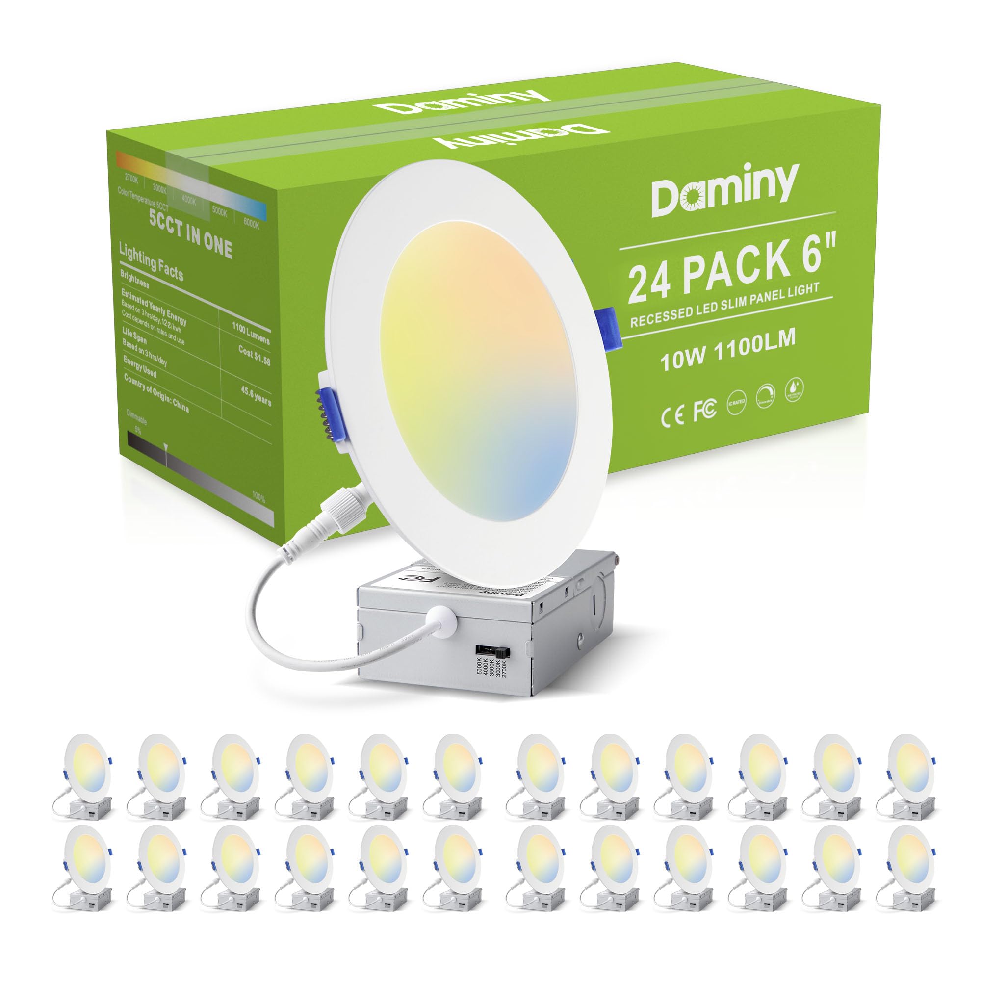 DAMINY 24 Pack 6 Inch Dimmable LED Recessed Lighting