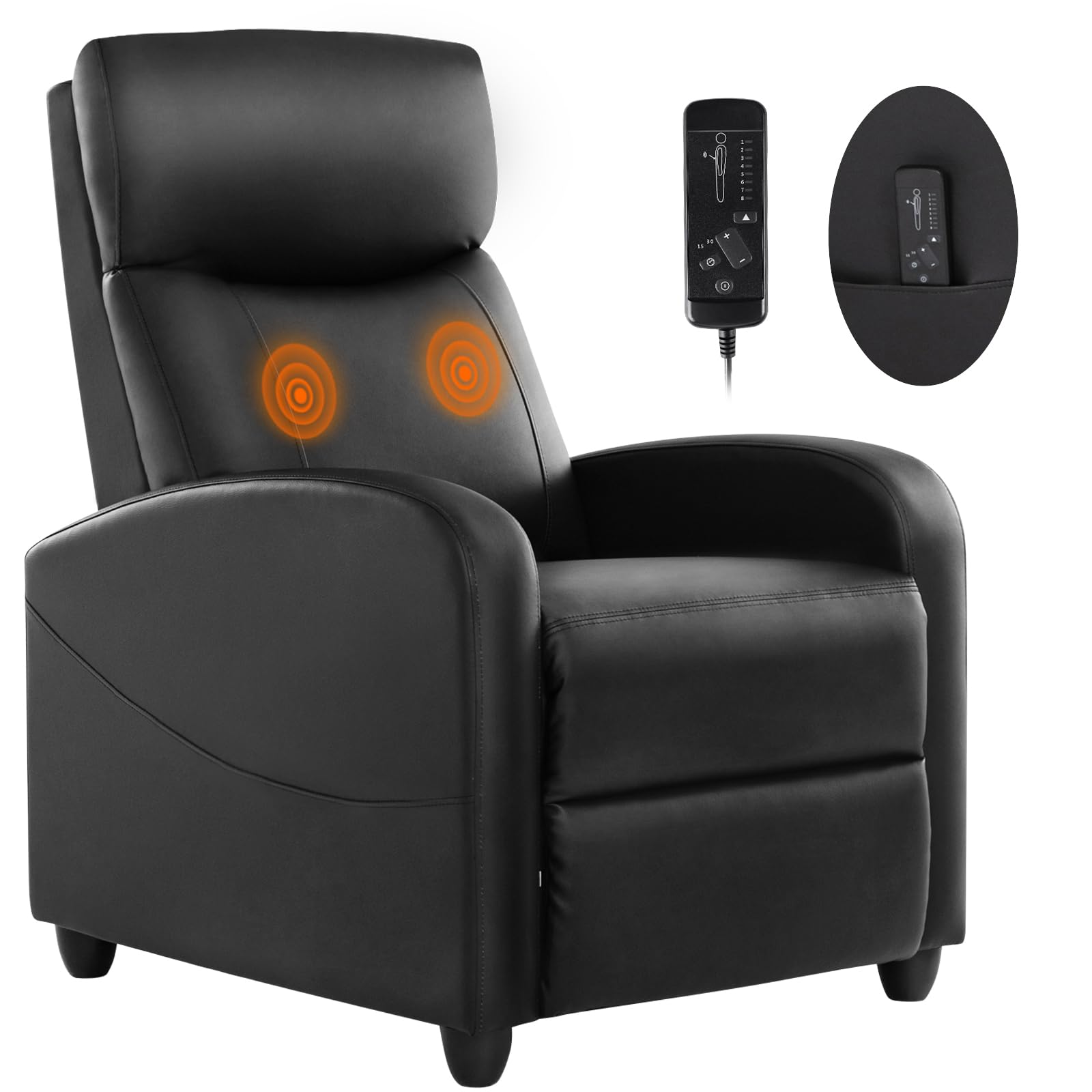SWEETCRISPY Massage Recliner Chair - Adjustable Lumbar Support