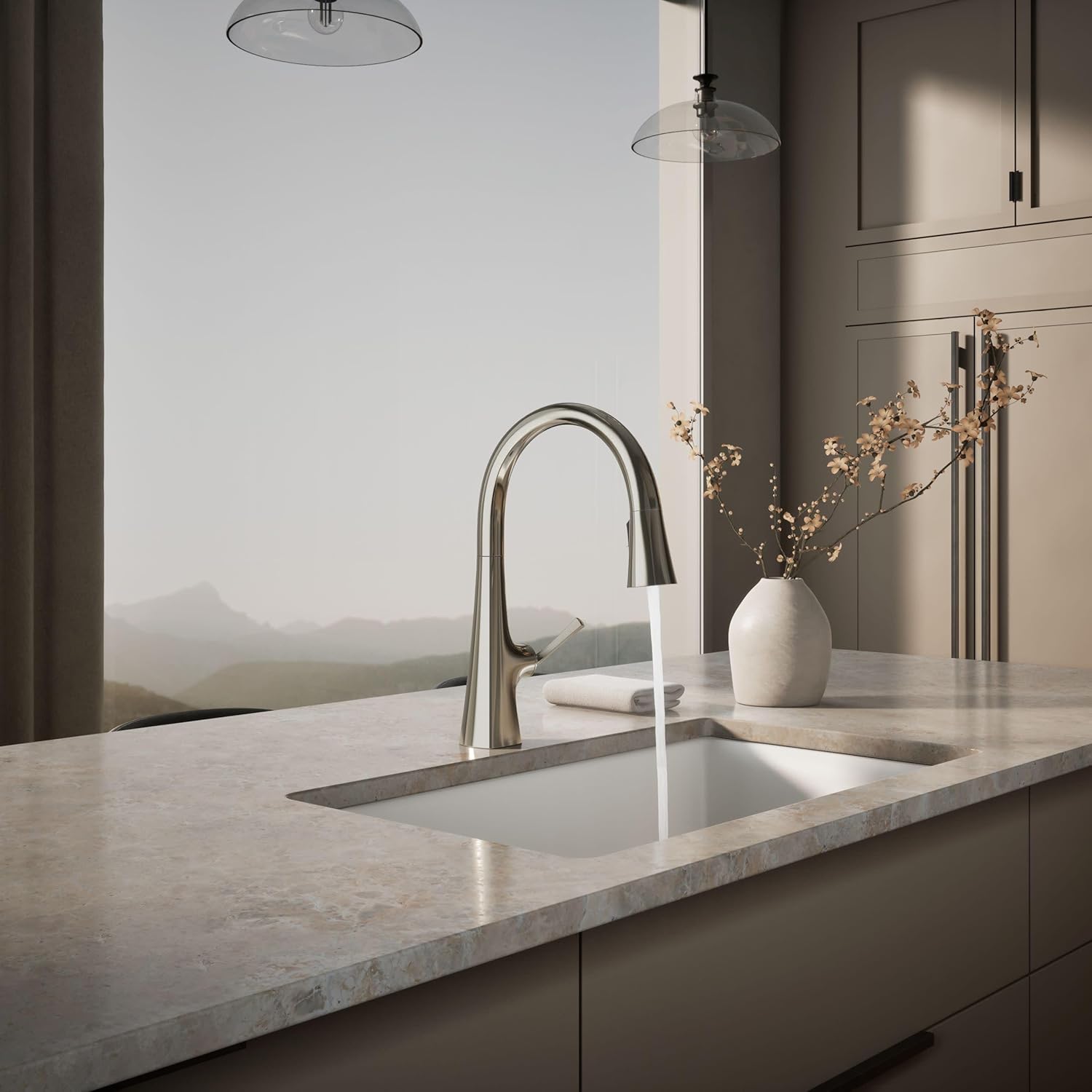 Kohler 22062-SN Graze Kitchen Sink Faucet, Vibrant Polished Nickel