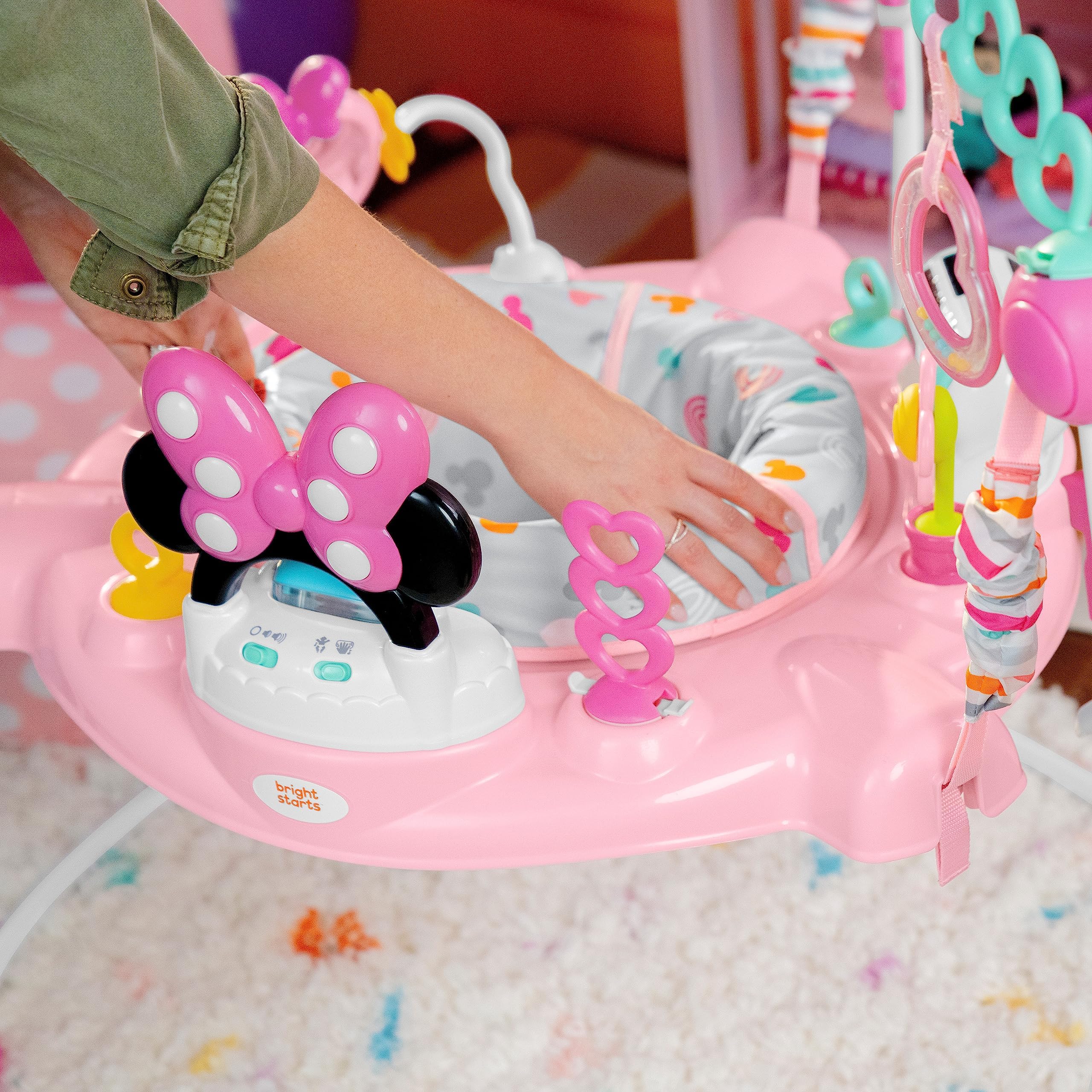 BRIGHT STARTS Minnie Mouse Baby Activity Center Jumper with Toys
