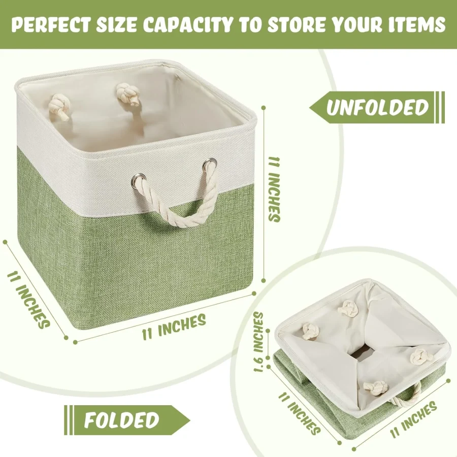 6 Pcs 11 x 11 Inch Cube Storage Bins Fabric Cube Storage Organizer Bins Foldable Storage Cube Baskets with Sturdy Carry Handles Multipurpose Storage Cube for Home (Multicolored)