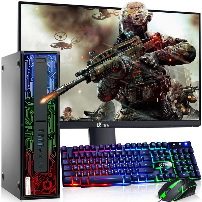 BTO BX8G2 HP RGB Gaming Desktop PC – Intel i5 6th Gen Processor – 16GB DDR4 RAM – 512GB SSD – GeForce GTX 1050 Ti – 22-in Monitor – RGB Keyboard & Mouse – Gaming Computer – Windows 11 Pro (Renewed)