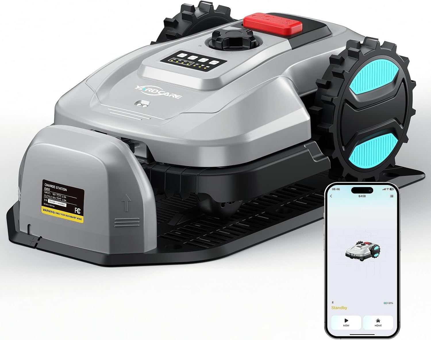 2026 New Robot Lawn Mower with App Control – Features Adjustable Cutting Height, Auto-Charging, Obstacle Detection and Brushless Motor for Lawns Up to 1/8 Acre, Gray