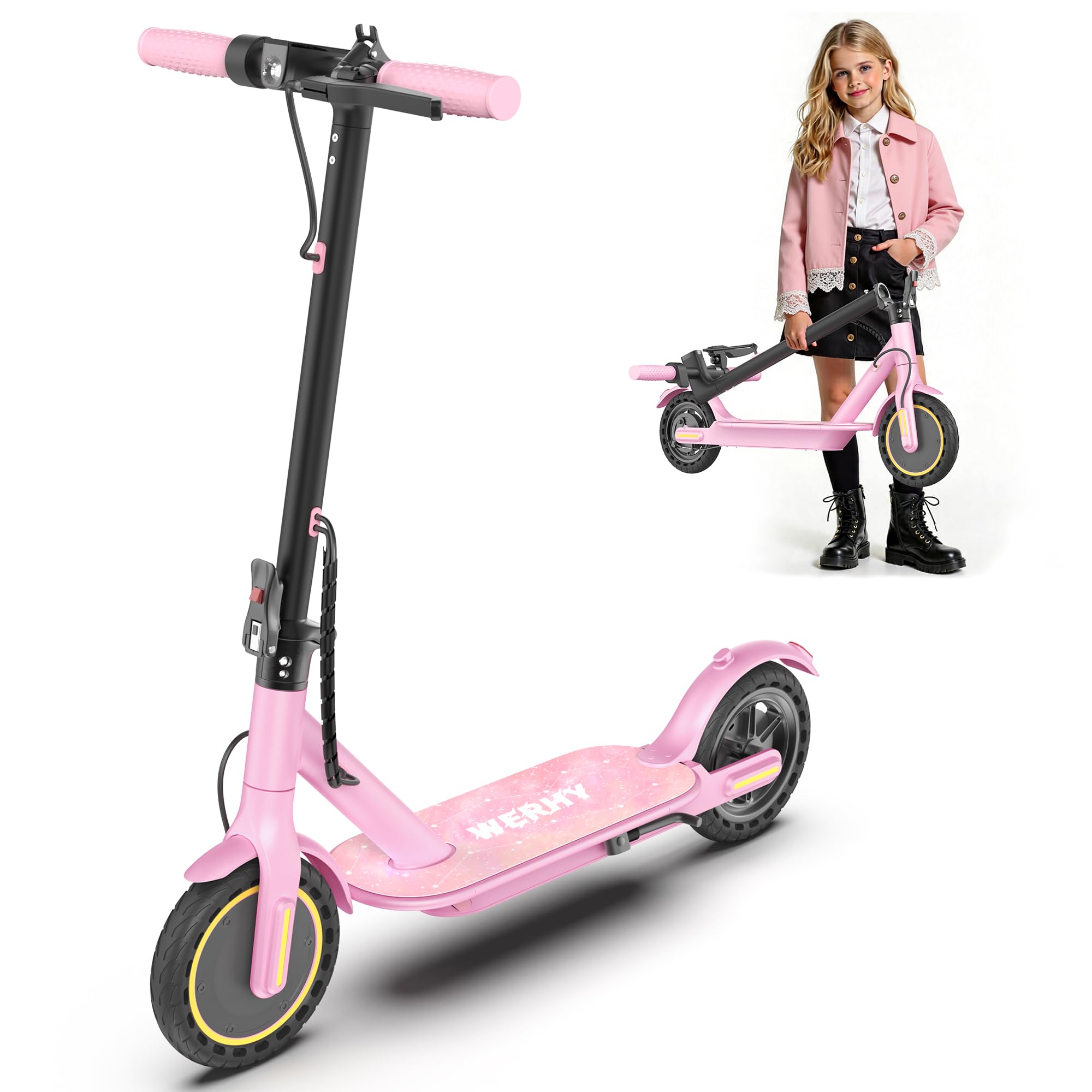 WERHY Foldable Kids Electric Scooter - 350W, 19 MPH Speed