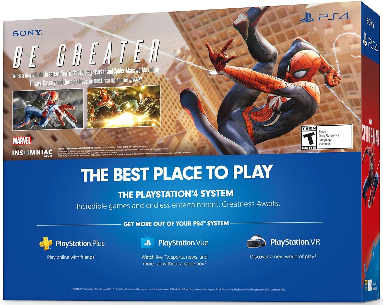 Sony Playstation 4 1TB Marvel's Spider-Man Bonus Bundle w/Red Dead Redemption: Playstation 4 1TB Jet Black Console, Marvel's Spider-Man, Red Dead Redemption 2, DUALSHOCK Wireless Controller (Renewed)