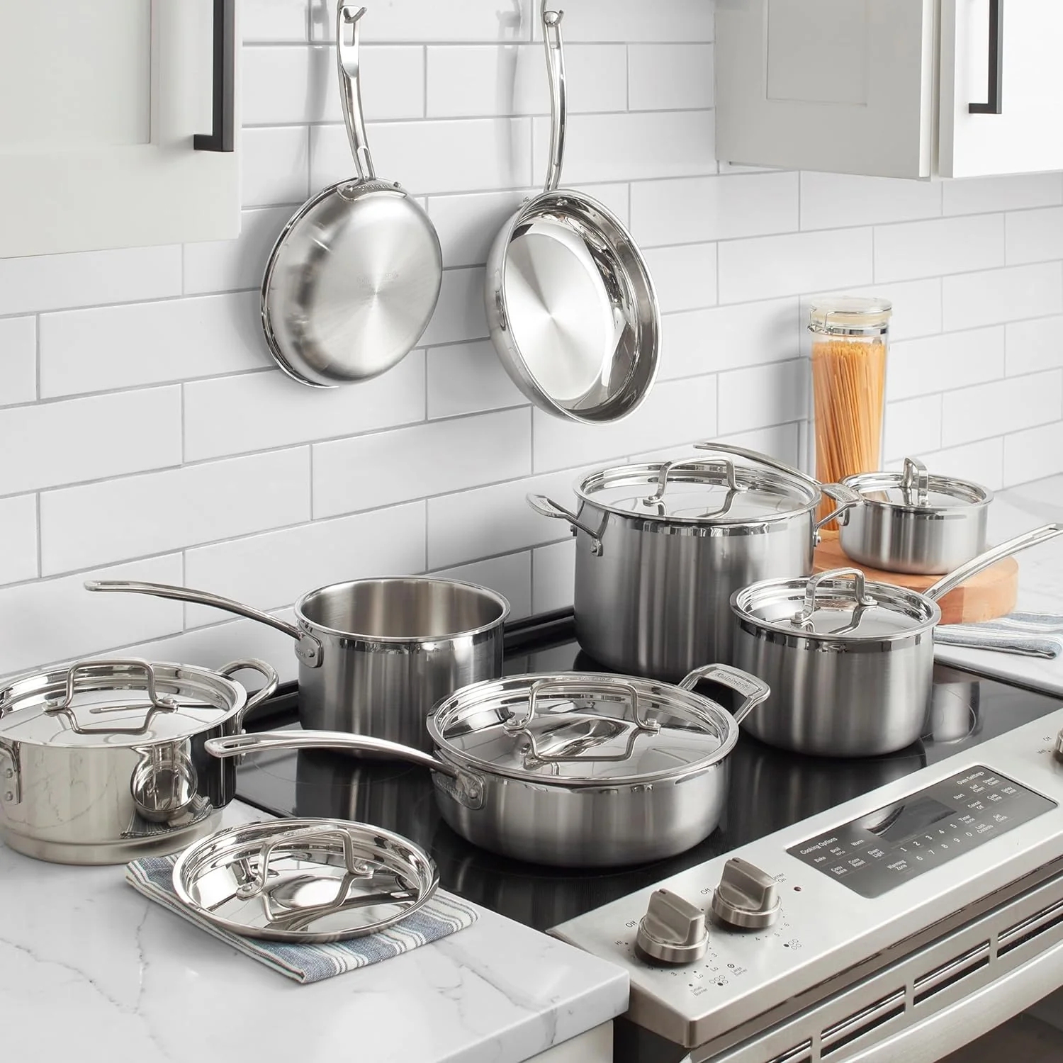 MultiClad Pro Stainless-Steel Cookware 13-Piece Cookware Set, Silver