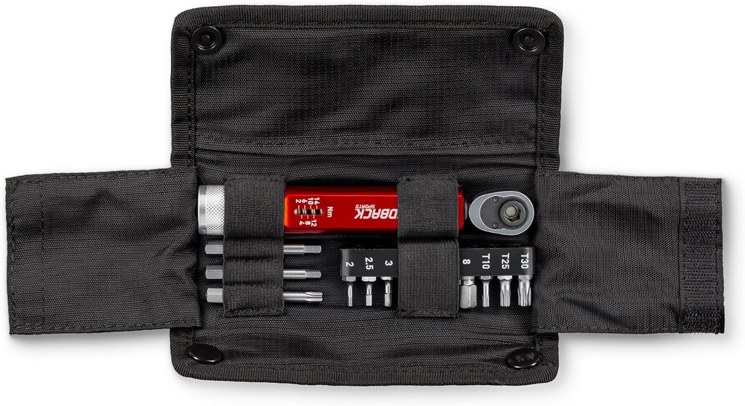 Feedback Sports | Range Click Torque Wrench Set | Adjustable Torque Ratchet Bit Driver 2-14Nm | 13 S2 Steel Hex & Torx Bits | TPU Protective Carrying Case | Bicycle Tool Kit | Mini Torque Wrench