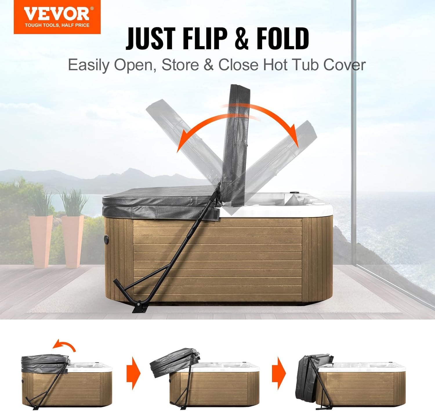 VEVOR Hot Tub Cover Lift, Spa Cover Lift, Height 31.5