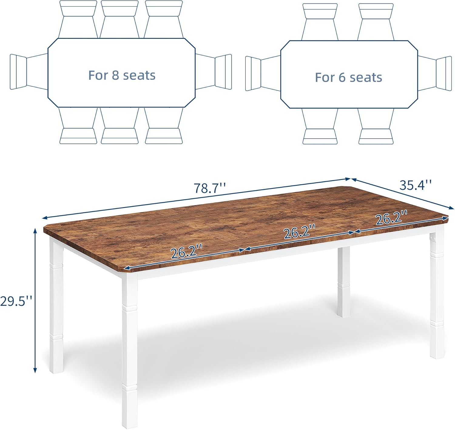 Garvee Large Dining Table for 6-8 People, 79