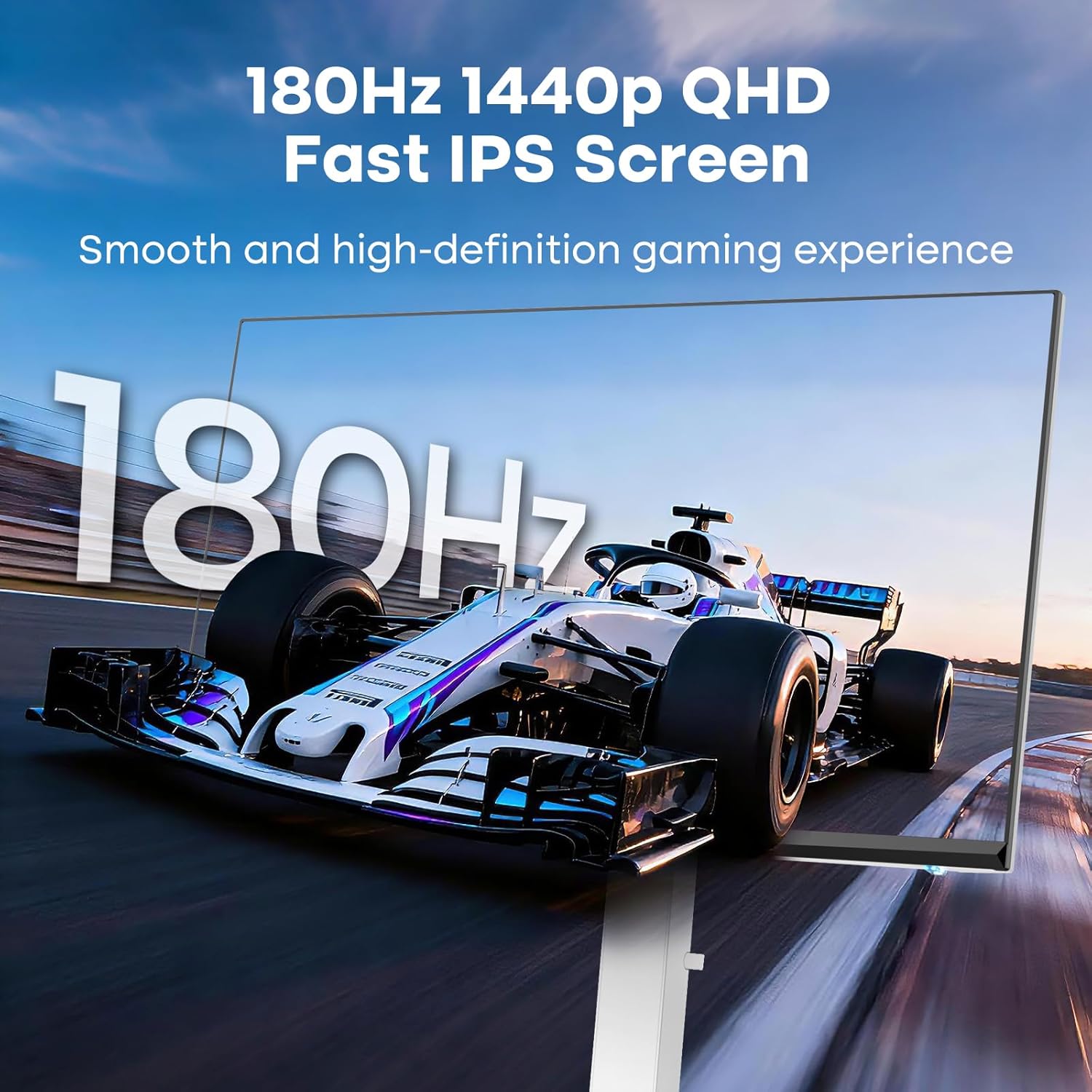 Amzfast 24 Inch Gaming Monitor 180Hz QHD (2560 ×1440) Fast IPS Monitor, 1ms G-SYNC Compatible, Built-in Speakers, 96% DCI-P3, HDR10, Height Adjustable, HDMI 2.0 x 2 & DP 1.4 x 2, AMZG24F6Q