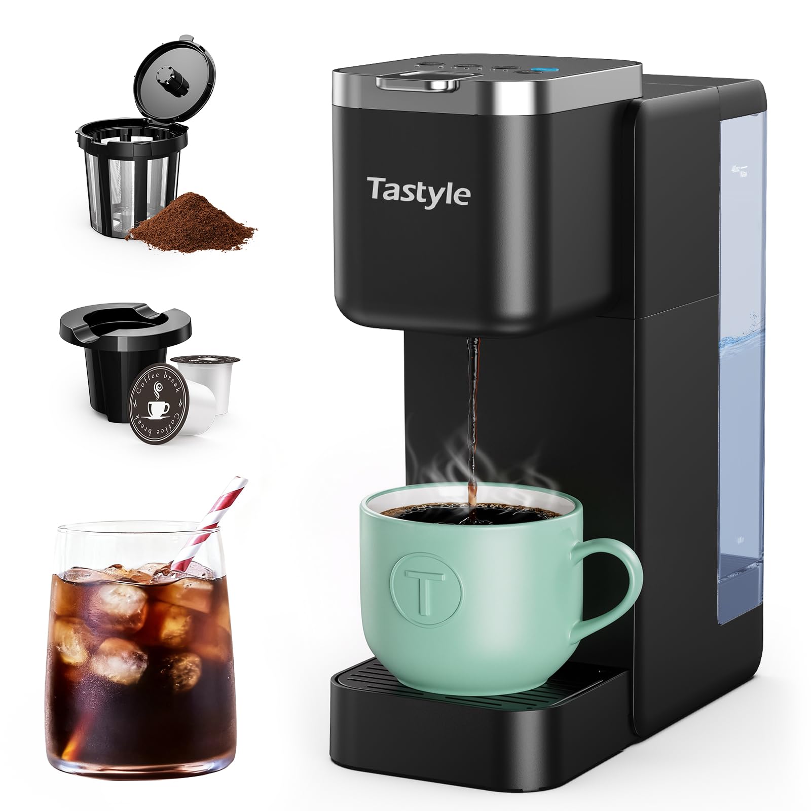 TASTYLE Single Serve Coffee Maker for K Cup & Grounds