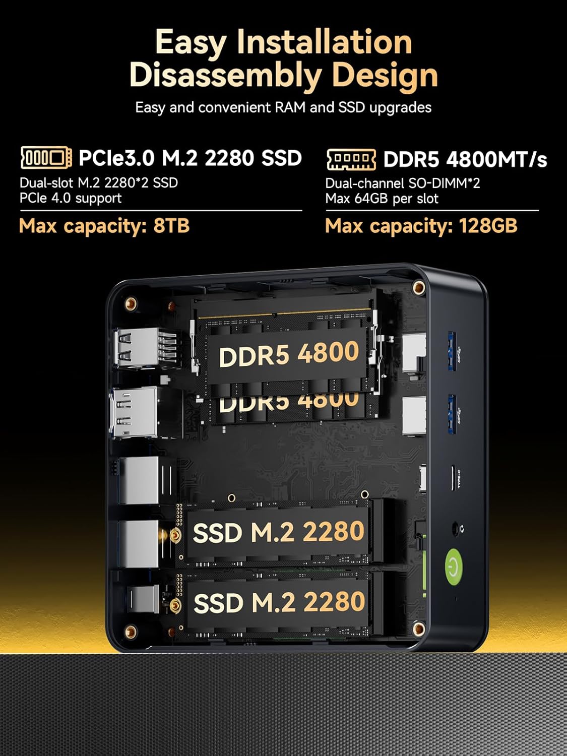GMKtec M6 Ultra Gaming Mini PC Ryzen 7640HS (Upgraded 6600H/ 6800U), 32GB RAM DDR5 1TB SSD Dual NIC LAN 2.5GbE Desktop Computers Office Home, Triple 4K Display, WiFi 6, USB4, BT 5.2, DP, HDMI 2.0