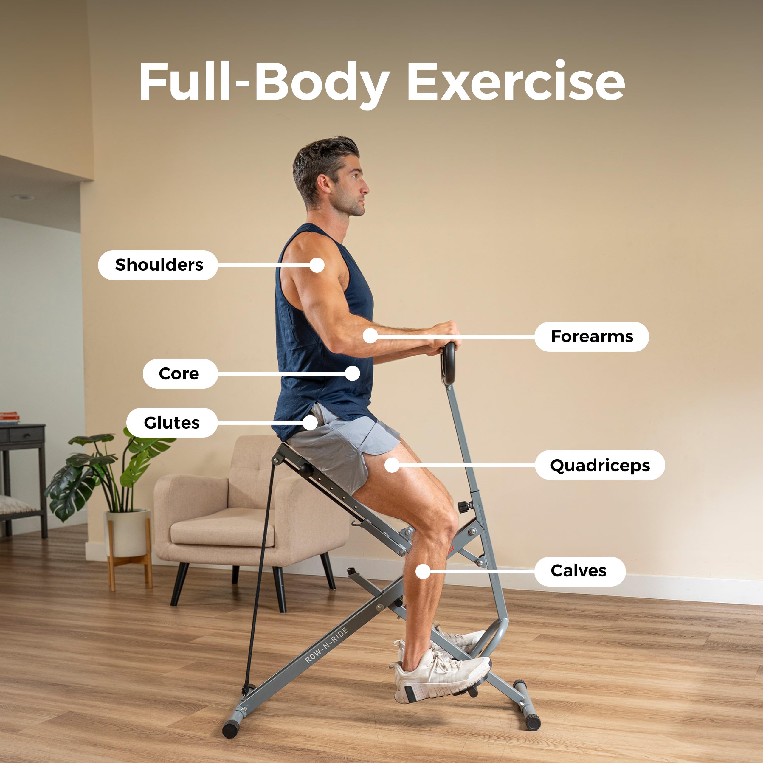 SUNNY HEALTH & FITNESS Smart Row-N-Ride Glute Trainer - Foldable Rower