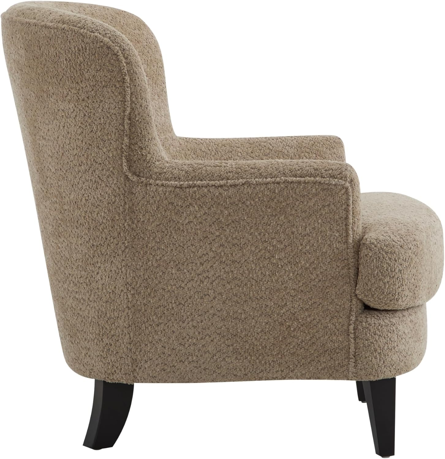 Christopher Knight Home Winnie Accent Chair and Ottoman Set, Living Room/Bedroom Wooden Comfy Reading Chair with Footrest Stool, Boucle Upholstered Wingback Single Sofa, Brown