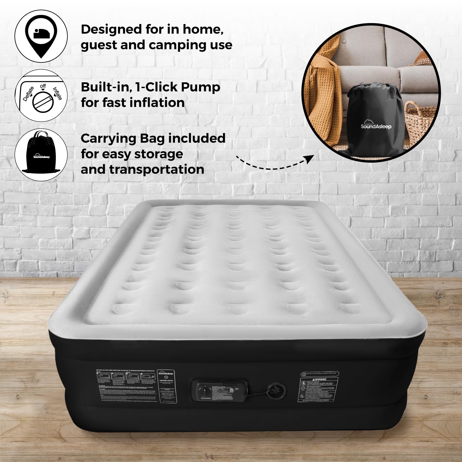 SOUNDASLEEP PRODUCTS SoundAsleep Dream Series Queen Air Mattress with Pump