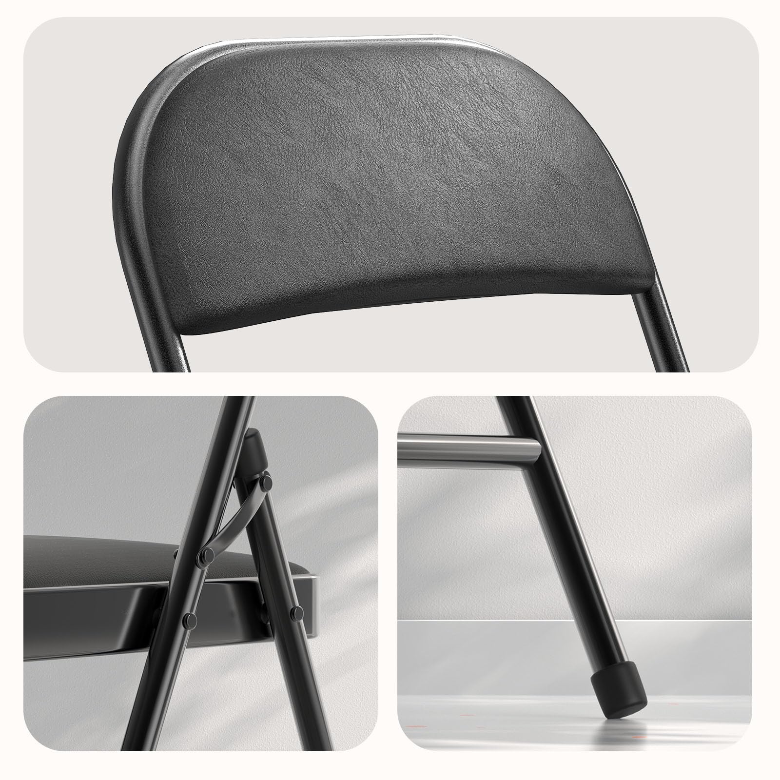 NAZHURA 4 Pack Folding Chairs with Padded Cushion