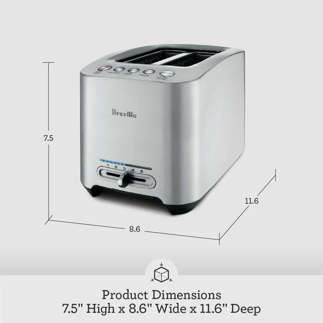 Breville Die-Cast Smart Toaster, 2-Slice, Brushed Stainless Steel