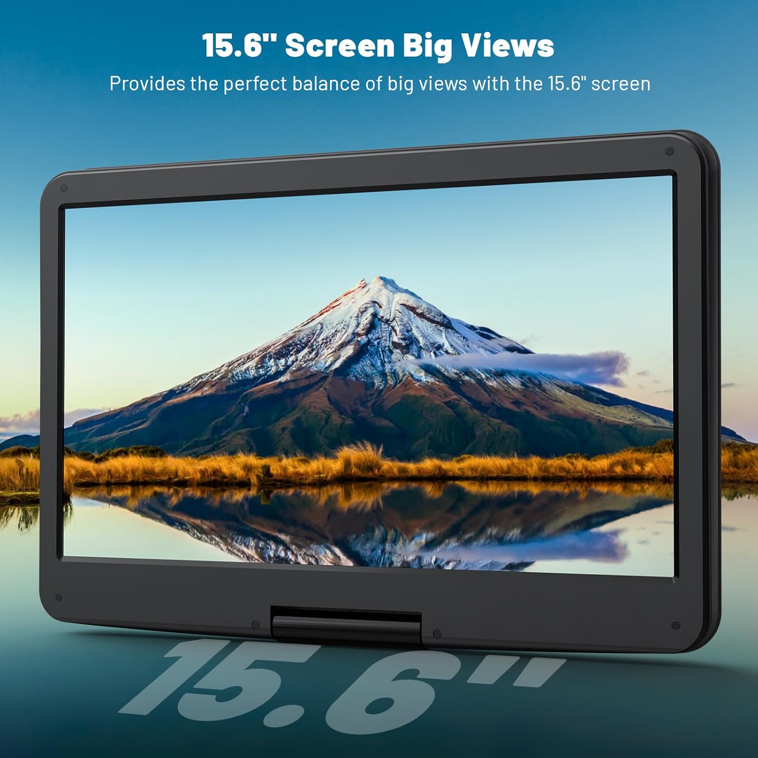 POFOTO 17.5” Portable DVD Player with 15.6” Large HD Screen, 6 Hours Rechargeable Battery, Dual Speakers, Region Free, Remote Control, Support Multi-Format Sync TV, USB/SD, Black