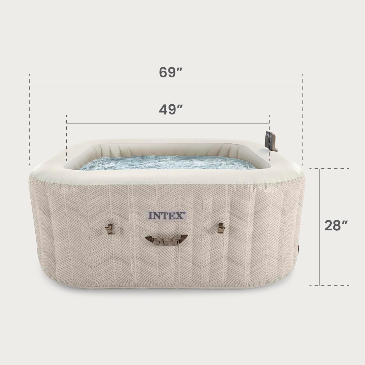 INTEX 28445EP PureSpa Chevron Deluxe Outdoor Inflatable Portable Hot Tub, Includes Energy Efficient Spa Cover, Spa Control App, FastFill Inflation System, 4 Person Capacity, 69