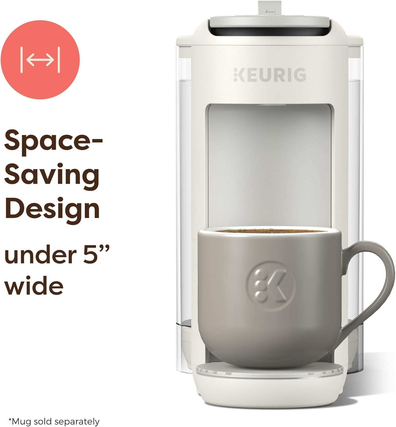Keurig K-Mini Mate Plus Single-Serve K-Cup Pod Coffee Maker, Compact, 3 Cup Sizes, Brew Over Ice and Strong Button Features, 50 oz Removable Reservoir, Warm Stone