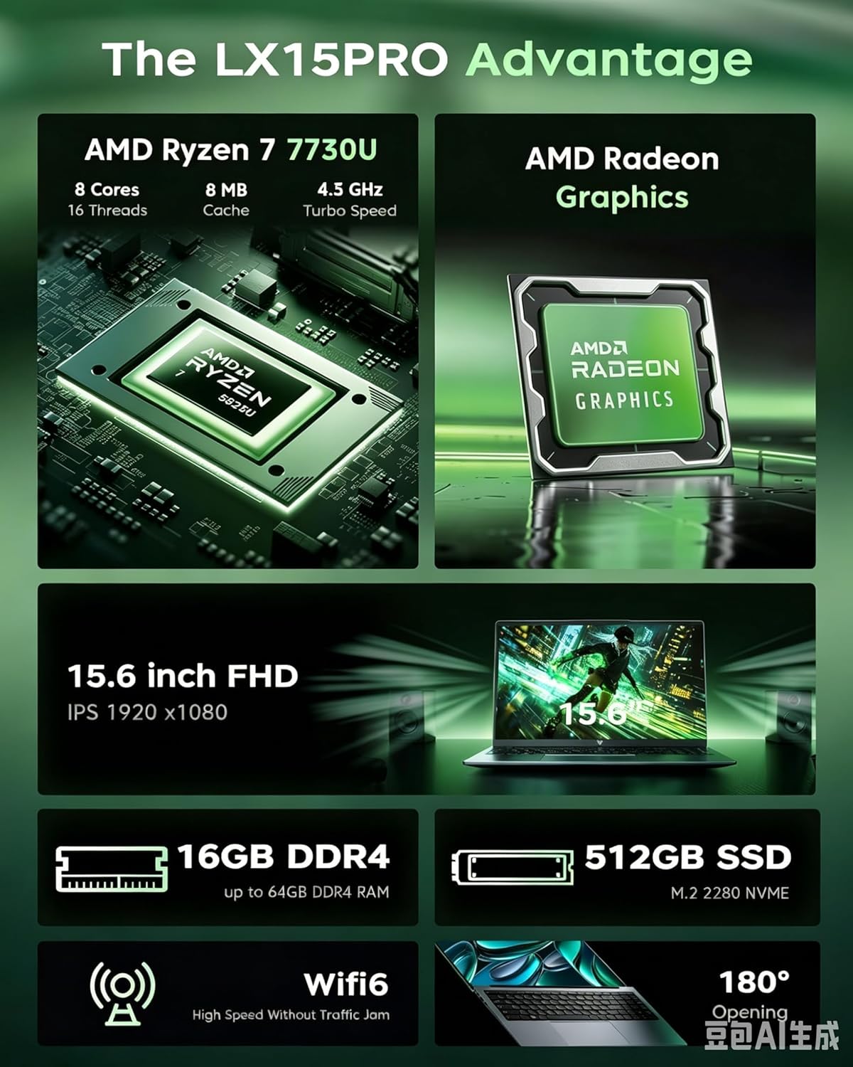 MALLRACE Gaming Laptop,15.6 inch Laptop with AMD Ryzen 7 Processor (Up to 4.5GHz,8C/16T),16GB DDR4 RAM 512GB SSD, AMD Radeon Graphics,WiFi 6, Webcam,2026 Windows 11 Laptop Computer for Video Editing