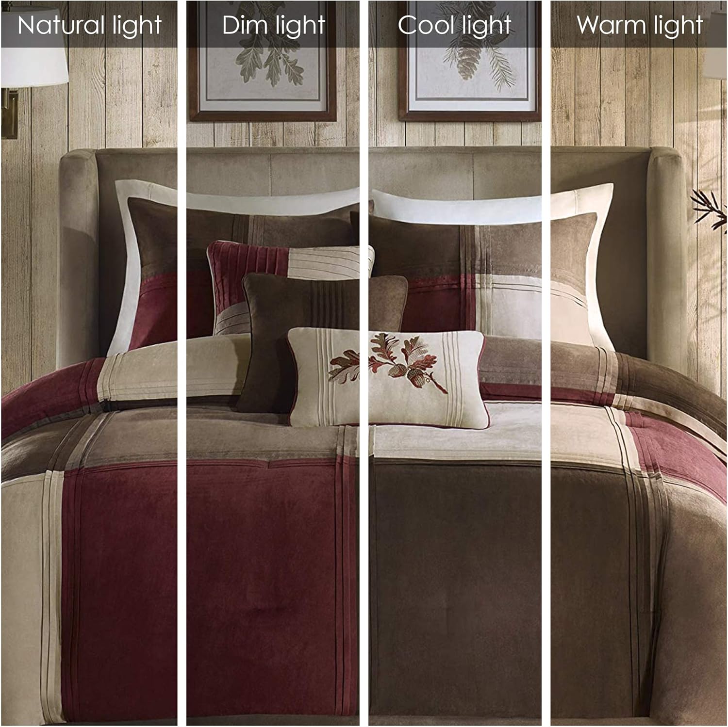Madison Park Cozy Comforter Set Casual Blocks Design All Season, Matching Bed Skirt, Decorative Pillows, King(104