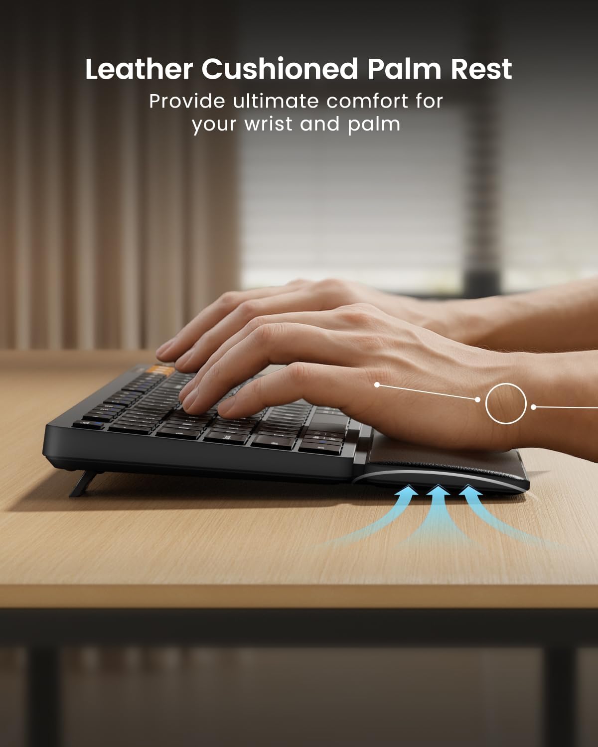ProtoArc Wireless Bluetooth Keyboard and Mouse Combo, KM60 Multi Device Rechargeable Ergonomic Full Size Keyboard Mouse with Wrist Rest Sleek Design for Laptop, Computer, Mac, MacBook, Windows, Black