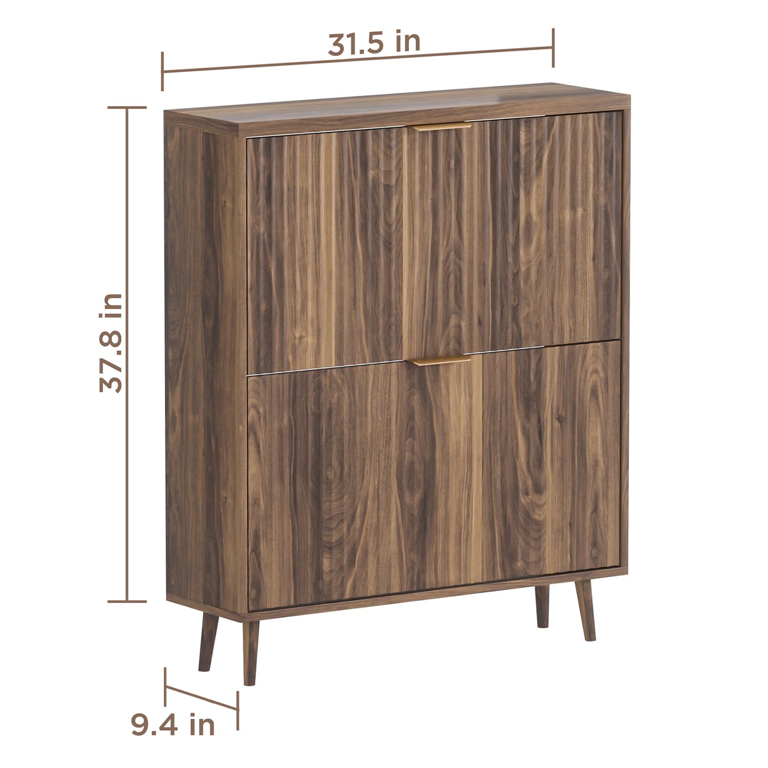 QIVOMIX Shoe Cabinet Storage - Modern Walnut Organizer with Drawers