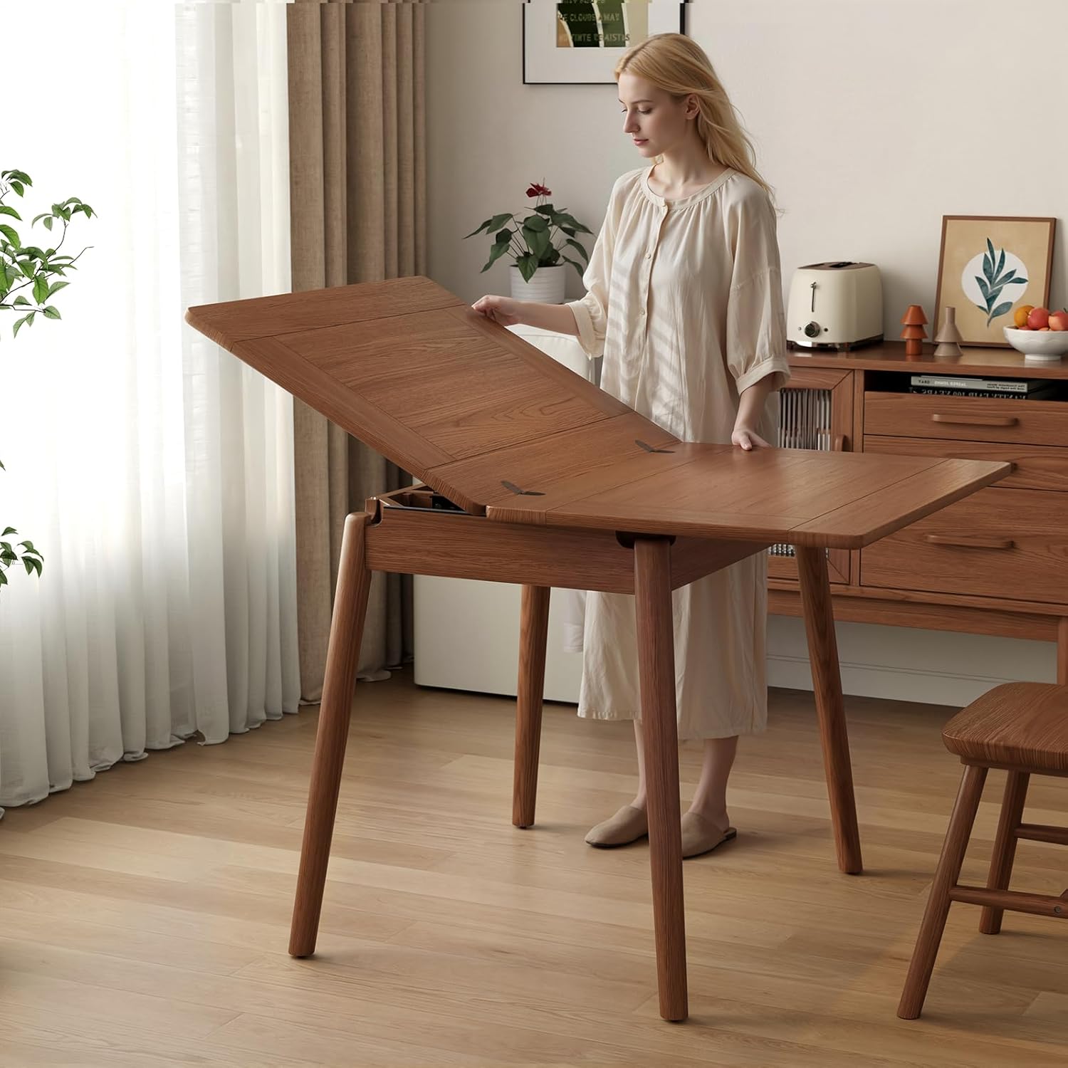 Solid Wood Small Dining Table for 2-6, 23.6