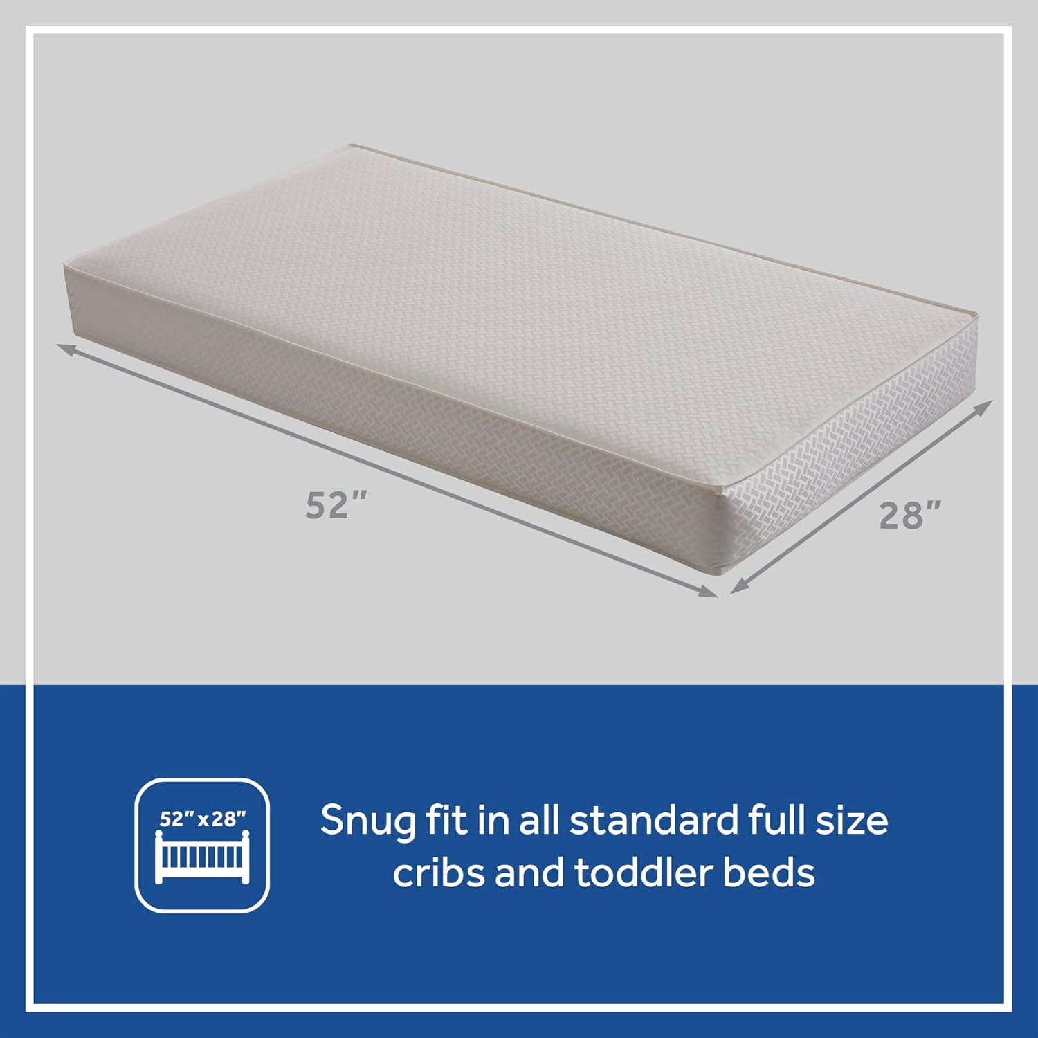 Sealy Baby 2 Cool 2 Stage Breathable Crib Mattress GREENGUARD Gold Certified, Made in USA, Premium Extra Firm Cooling Foam, Toddler Bed Fit, Non Toxic, Safety & Quality Tested, 52x28