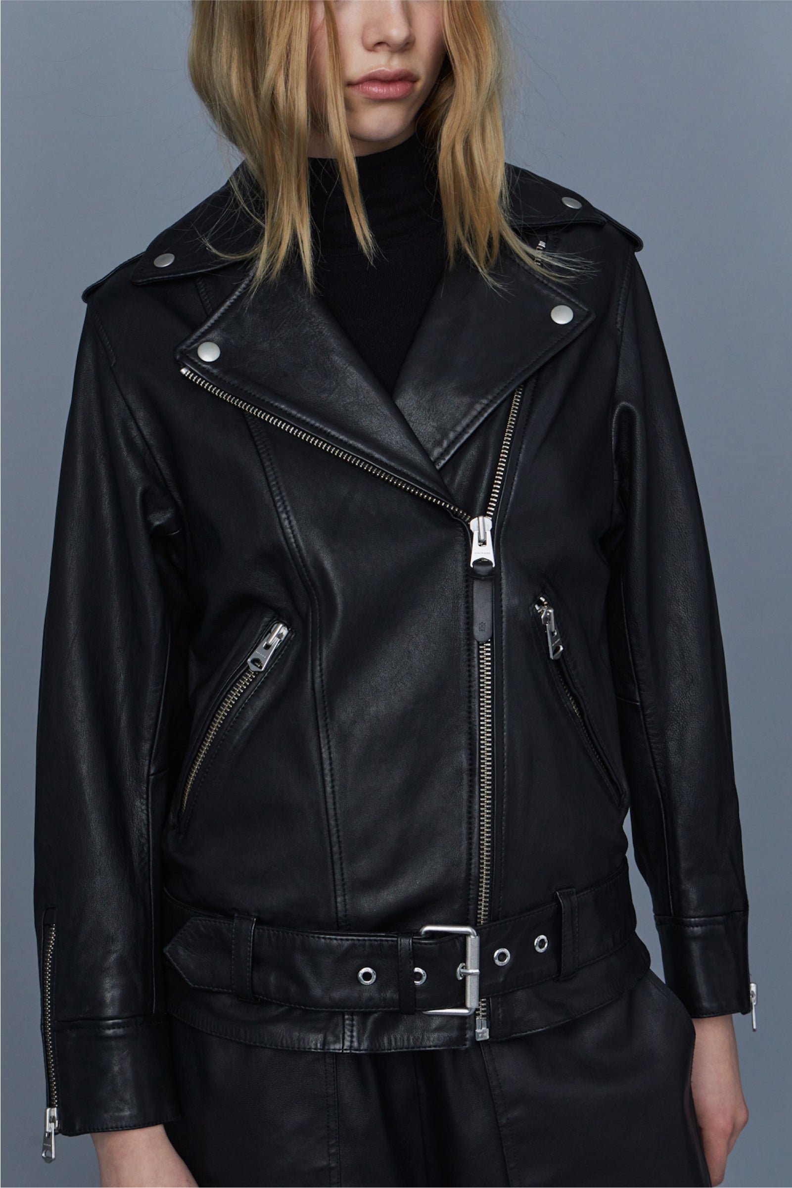Chloe Oversize Leather Moto Jacket