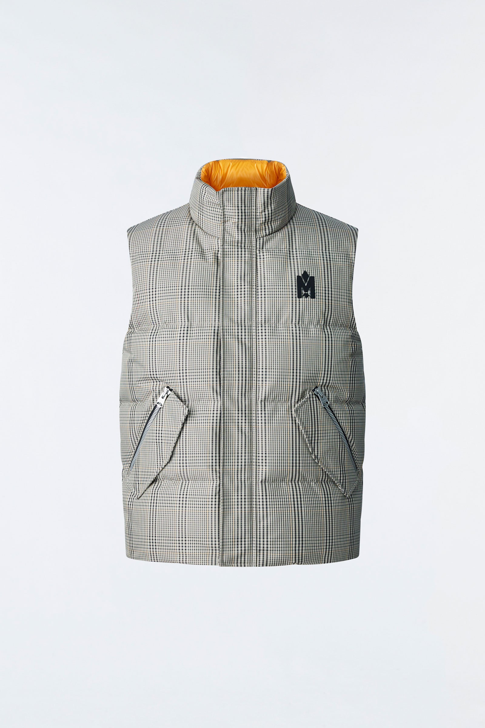 Joseph Plaid Down Vest With Funnel Collar