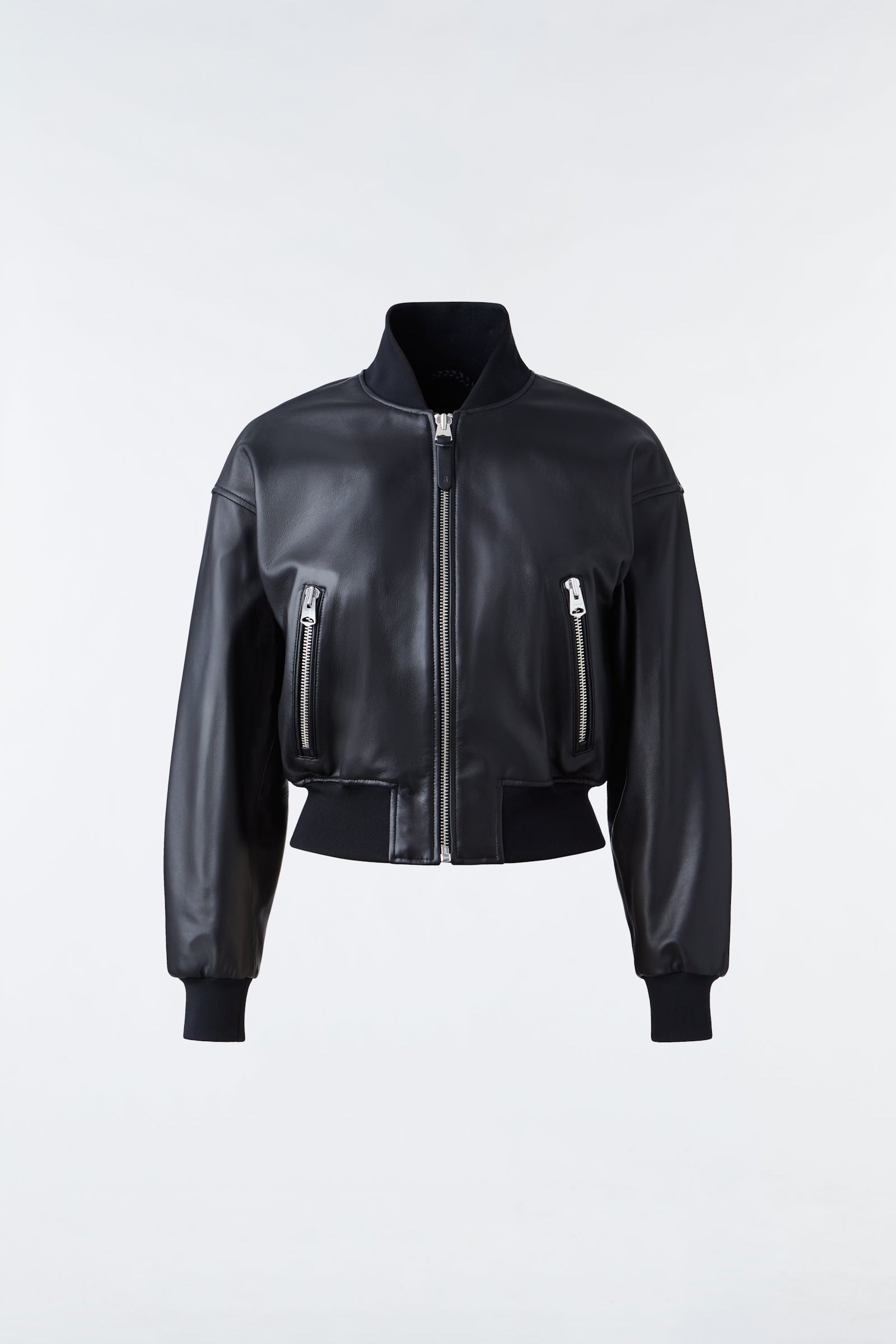 Kiva Leather Crop Bomber Jacket