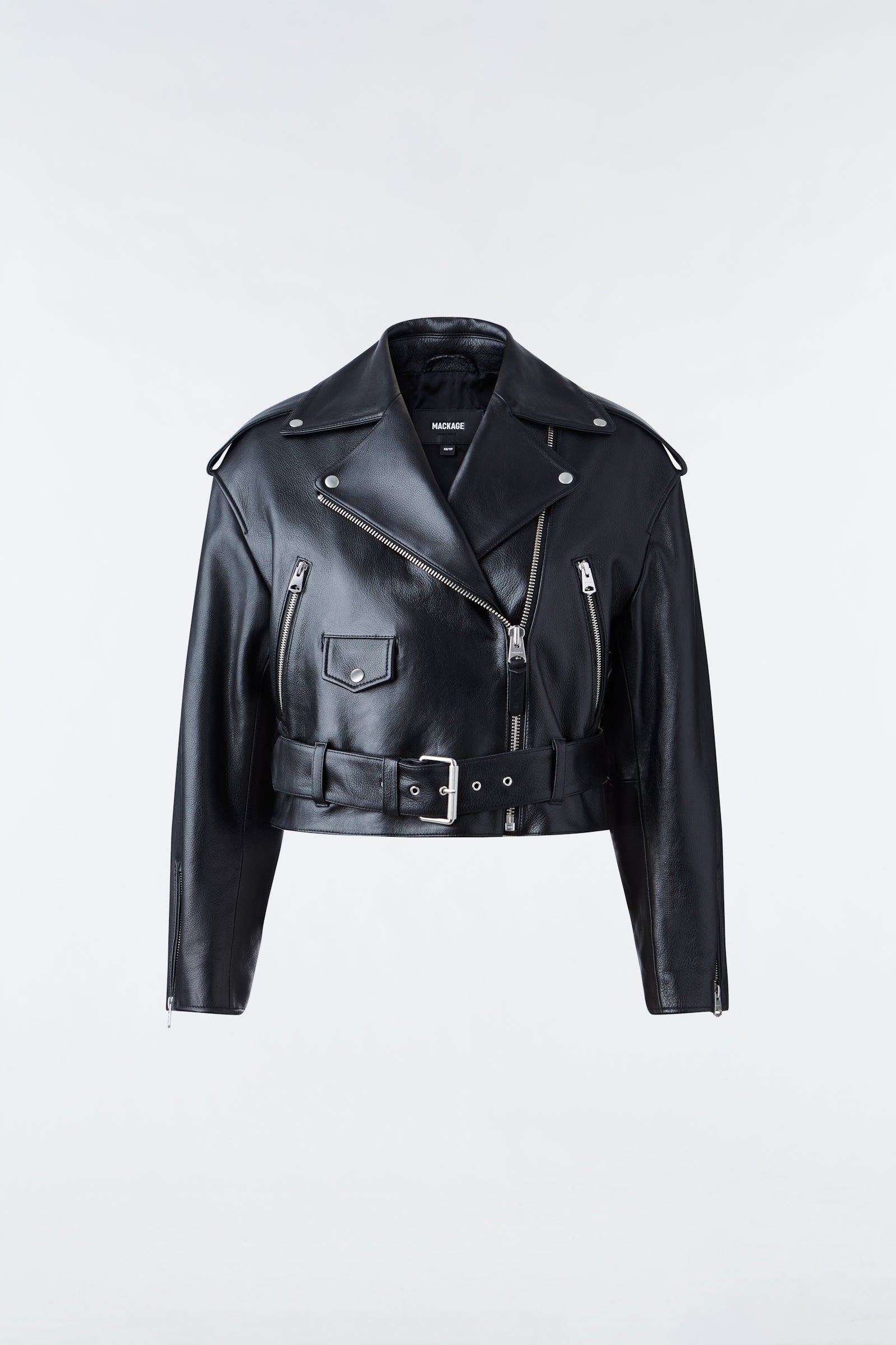 Xenia Oversized Leather Crop Biker Jacket