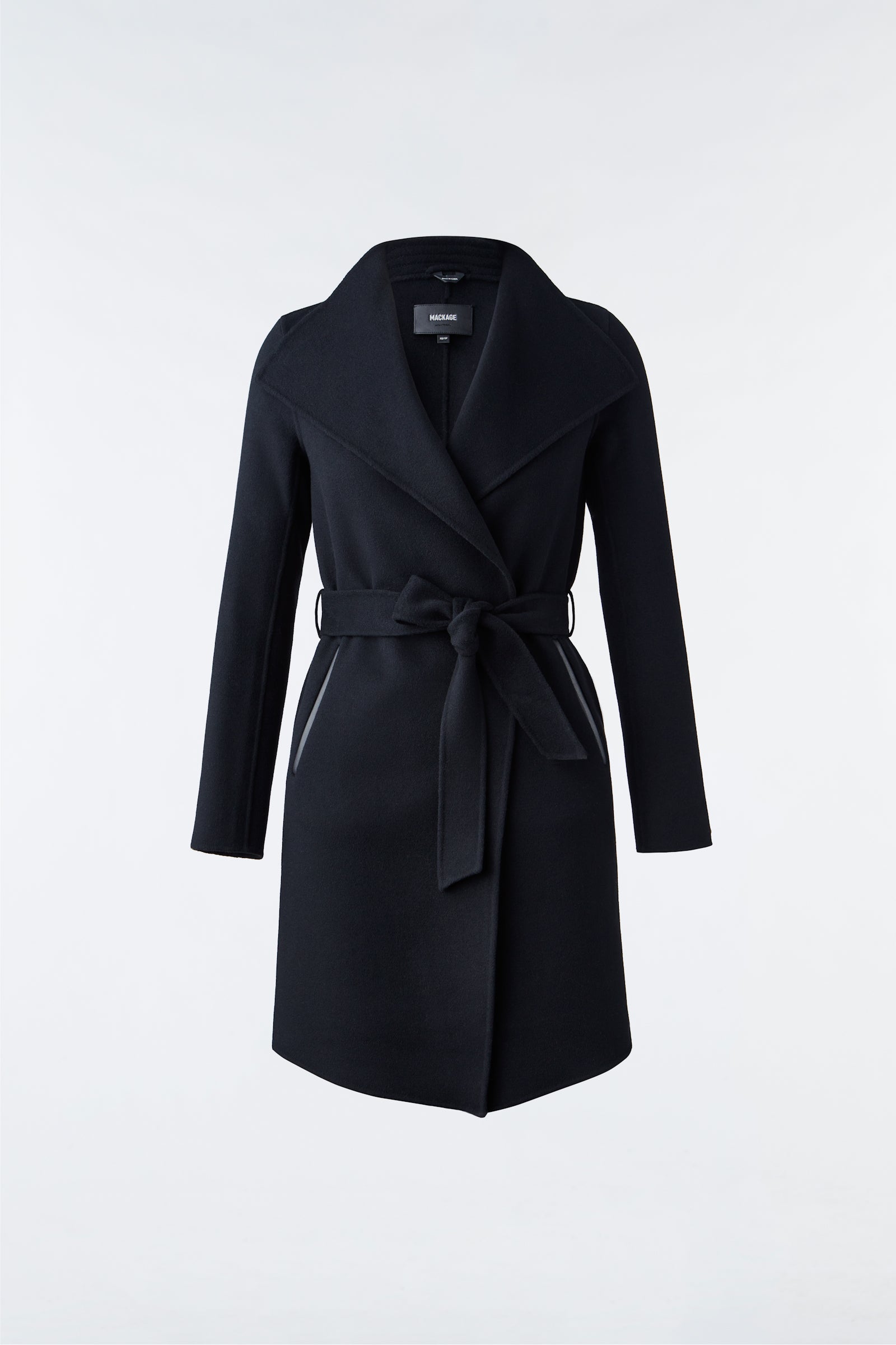 Laila Double-Face Wool Wrap Coat With Winged Collar