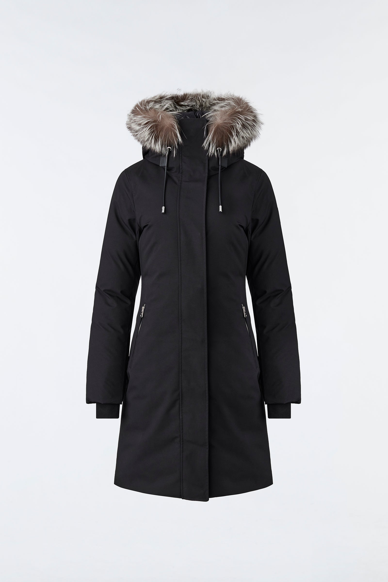 Shiloh 2-In-1 Fitted Down Coat With Removable Bib And Silver Fox Fur