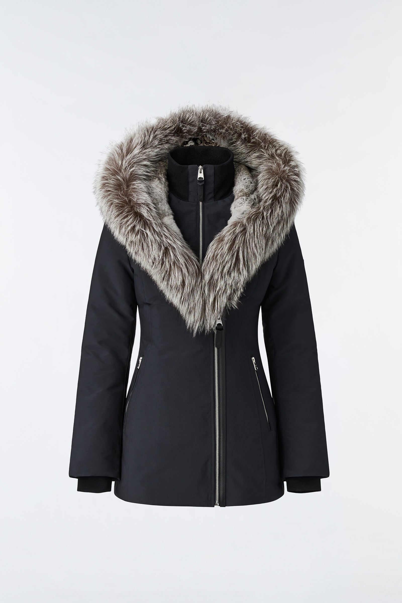 Akiva Down Coat With Silver Fox Fur Trimmed Hood
