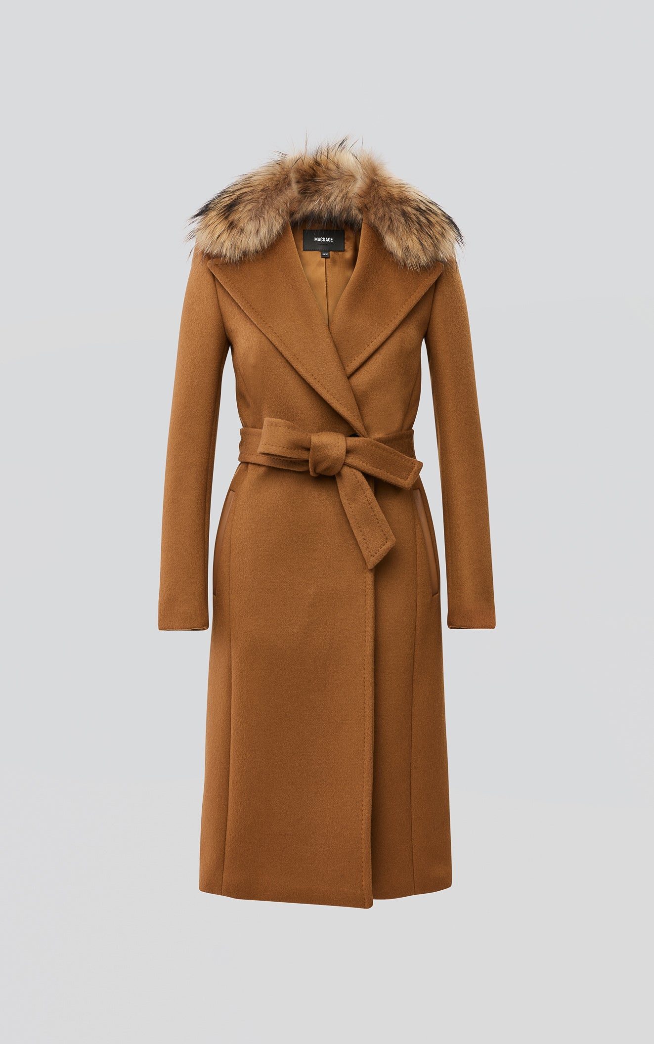 Sienna Wool-Cashmere Coat With Natural Fur Collar